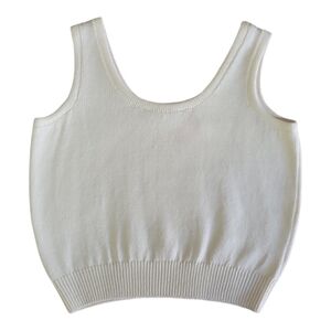 Vintage St. John |Cream/Ivory |Cropped Santana Knit Tank |Size Petite